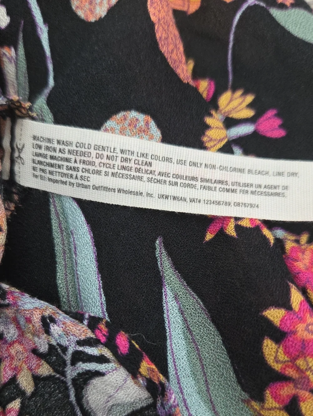 NWT Free People Embrace It Black Floral Open Back Boho Slip Maxi Dress M